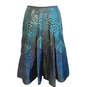 VTG Liz Claiborne Skirt 4 Pleated‎ Peacock Artsy Forest Fairy Grunge Goblincore